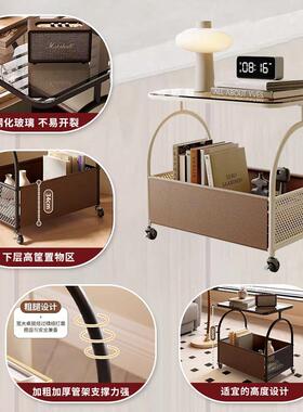 边几可移动钢22121玻璃化沙发边柜厅茶几子床头柜卧室小桌推车客