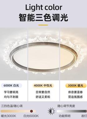 现代用轻奢室吸顶灯圆卧形书护眼房灯家智能71102房间冰川波浪纹