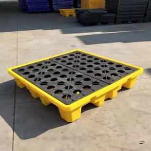 塑防OBH漏液盘耐酸碱化工用腐塑胶平托台单料双防四桶装托盘