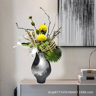 新中式售插花绿植竹筏架构酒店间楼处板软GEU装桌面仿真样花装饰