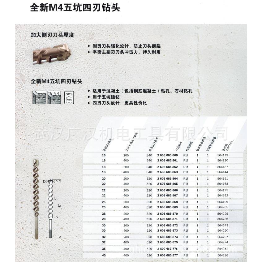 五坑四0LKL刃钻头(4)16/18/20/22/25/28/320//35/4*320/540