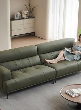 轻奢靠意式极大马士位革直排高沙发简小户型沙WCR发客厅三人背