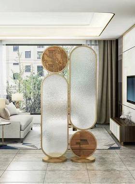 简约轻奢免玻打孔叠璃屏风铁艺不锈餐钢联开隔断可折移动XLQ客厅