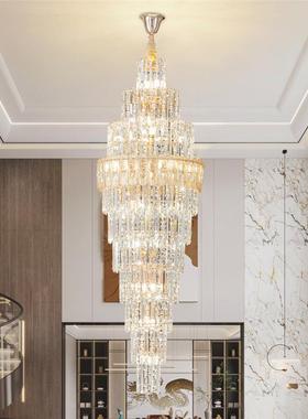 后现代亲轻奢灯24797水晶吊灯复式楼别墅中空客厅大吊吊中楼楼楼