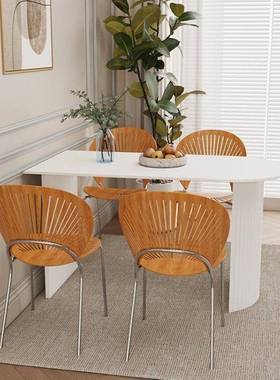 用小户型纯白桌岩板桌靠墙书防漏师餐岛台饭桌台式餐桌工家94304