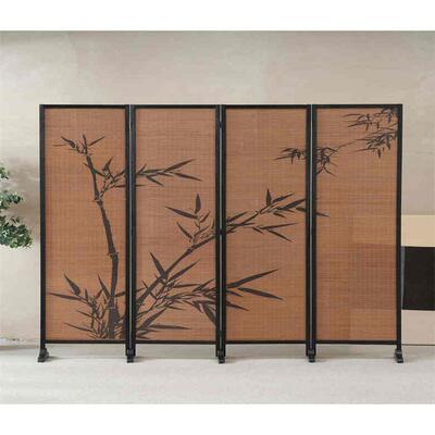 新中式屏风竹LLP子客图案编茶楼断主厅围挡小户型阳台国风隔新款