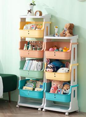 儿玩收童纳架26421厨房菜架浴置物架带室轮小具推车五层整理