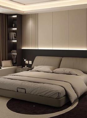 bax现te耳XZA朵床意式r极气简主卧大床代简约齐边床双人