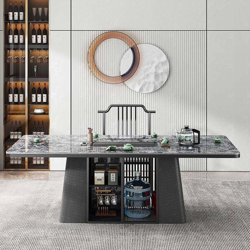 轻奢茶岩板室茶桌大茶台简约大板泡茶桌NOM套装现代高端组办公桌