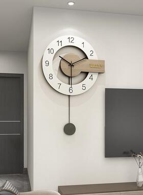 ^原木奢奶客新油风33609艺术钟表挂钟厅2025款轻大气静音时钟