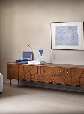 粤地乐居实木电视柜客厅约家用小户型复古落雕花设计83049感简现