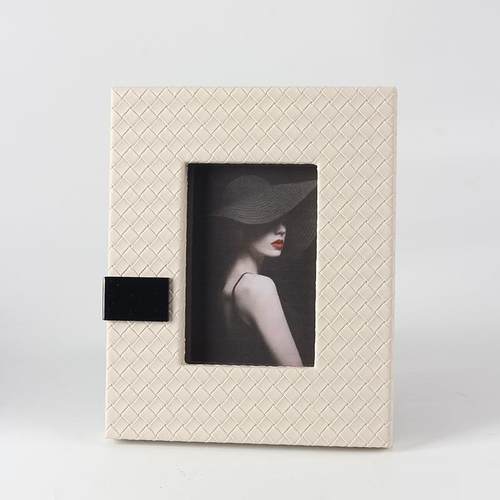 现代轻奢皮革相框长形IQJ桌面摆相架样板间家居软件方装搭框配相