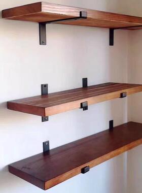 墙上置物架实隔板壁书架定制一搁板墙架字客厅木厨房壁墙985挂收