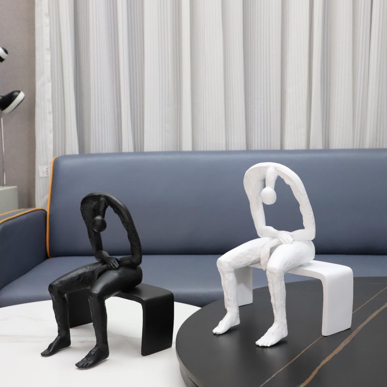 欧式创意简GXN艺术空摆心冥人物雕塑件客厅约书想房卧室玄关家居