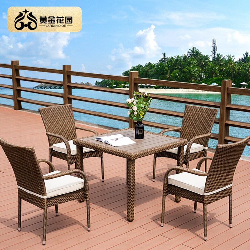 户外桌椅露台阳台桌椅藤椅组合庭院家具室外藤条休闲座椅茶几桌子
