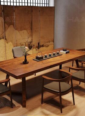 茶美胡桃木全实木茶桌椅组合高南档办公室喝茶桌家用厅阳客台PFX