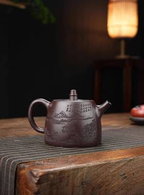 泥宜兴12399砂壶矿实力派纯全手工原紫大汉铎家用正宗功夫泡茶紫