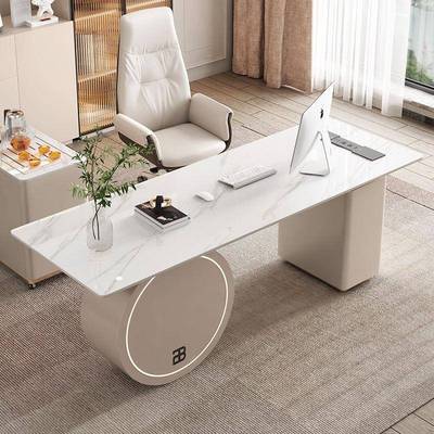 轻奢板公书桌现代简约台式41682电脑桌椅组合办学房习桌家岩用书