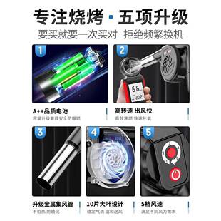 烧烤鼓风机锂电型充电户683持外吹炭风机手电动无线小木生火专用