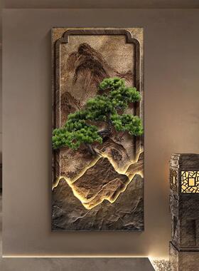 新饰中式迎松玄关装画入户正45157对门走廊道山客水挂画过高档大