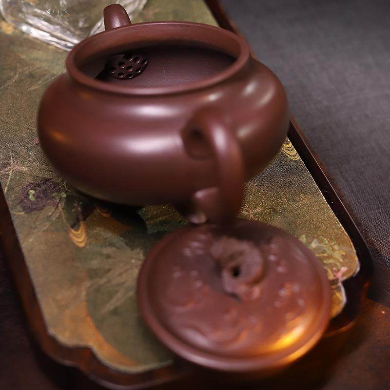 正宗宜兴紫砂名家纯壶手工原矿深井老紫鱼m化龙大师全手SY0145制3