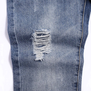 宽松直筒裤 复古2021夏秋薄款 女破洞155九分小个子 高腰老爹牛仔裤