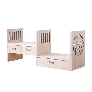 实木架子桌面置物架学生书桌桌上书架伸缩收纳书柜组合书橱储物架