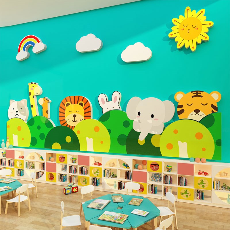 图书角布置装饰阅读区绘本馆墙面儿童阅览室幼儿园环创文化墙贴画