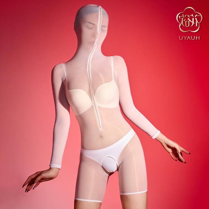 拉链包头连帽子超薄连身袜男带套平角短裤款连体袜女五指手套丝袜
