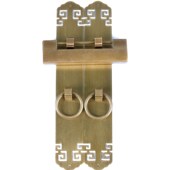 中式 回纹花格门纯铜拉手衣柜门横开铜锁 仿古书柜门铜把手挂锁老式