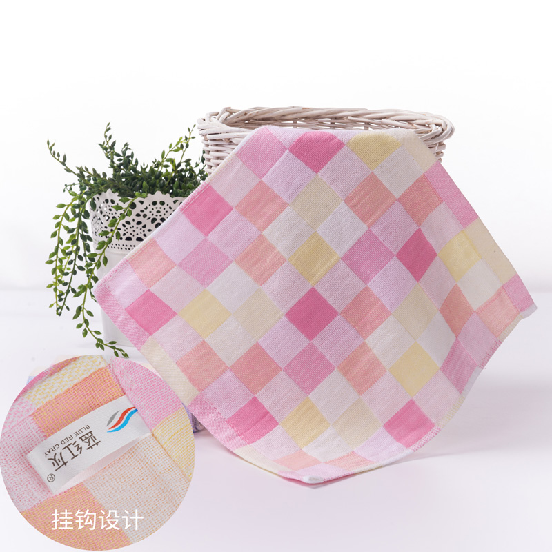 纱布小方巾纯棉带挂绳婴儿擦嘴巾儿童擦手巾小手帕幼儿园宝宝毛巾