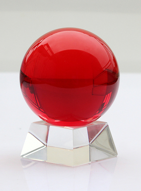红色人造水晶玻璃球K9材料家居饰品玄关客厅桌面摆件乔迁开业礼品