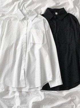 2023秋冬新款法式学院长袖白色衬衫女大码百搭衬衣学生休闲上夏潮