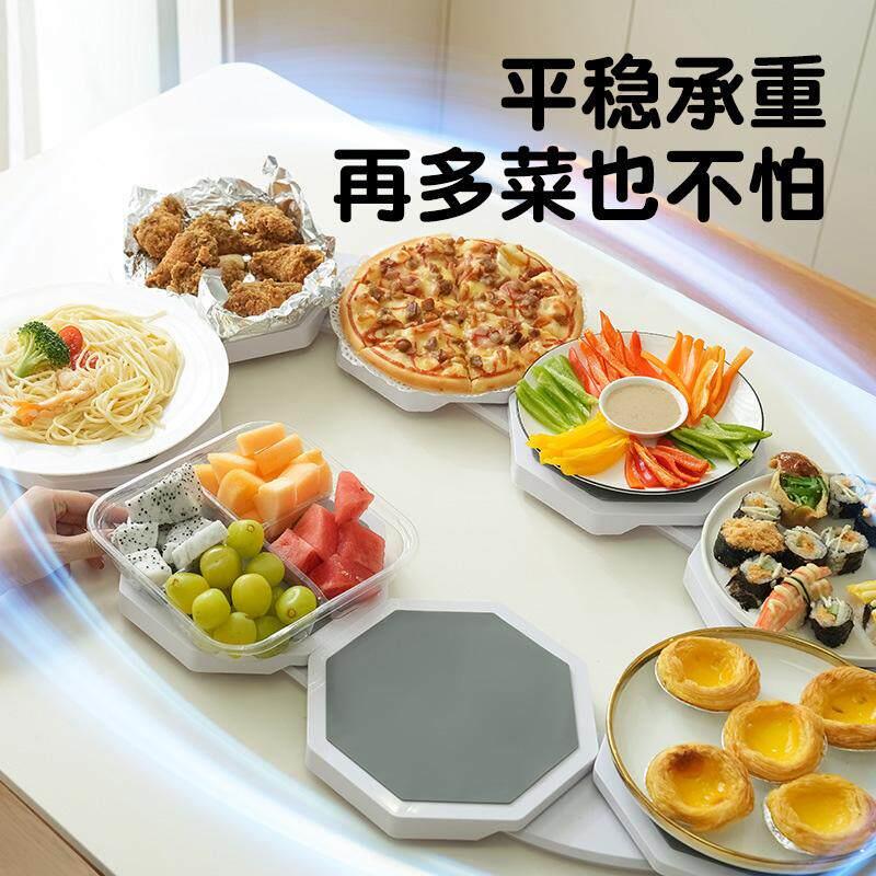 长桌旋转餐盘家用适合长餐桌的专用手动菜盘便携式托盘长条桌转菜
