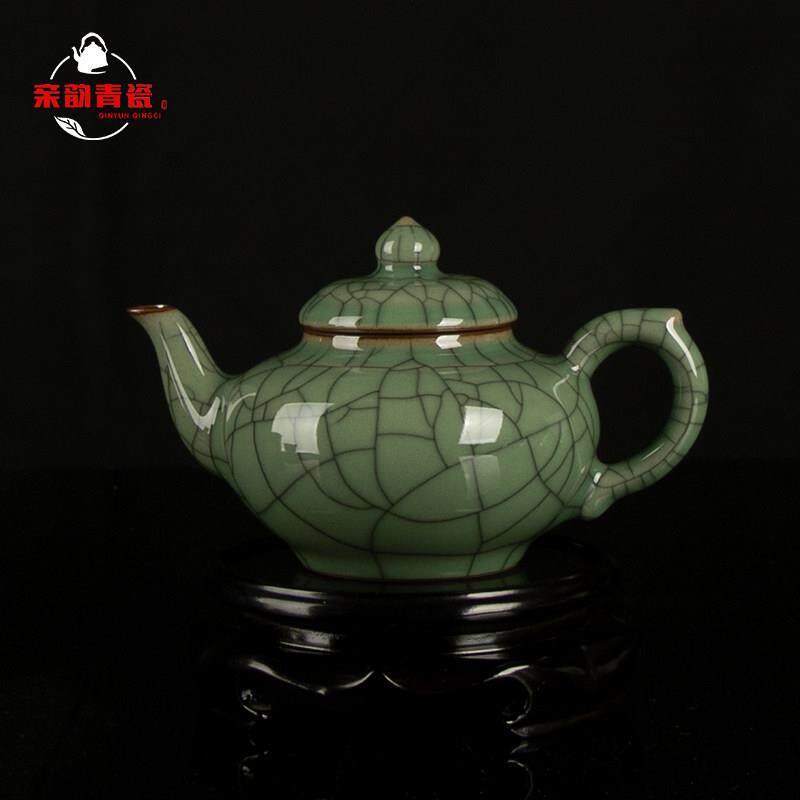 亲韵青瓷笑樱壶陶瓷大号功夫茶壶哥窑开片茶具泡茶壶家用单壶高端