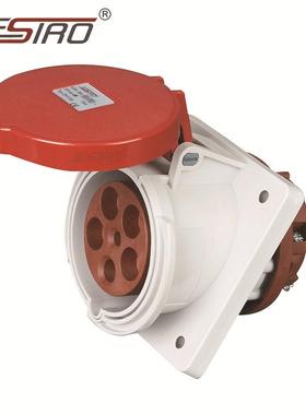 厂家直销 第三代 工业插头插座 IP44 63A 5芯 ZH1155暗装斜插座