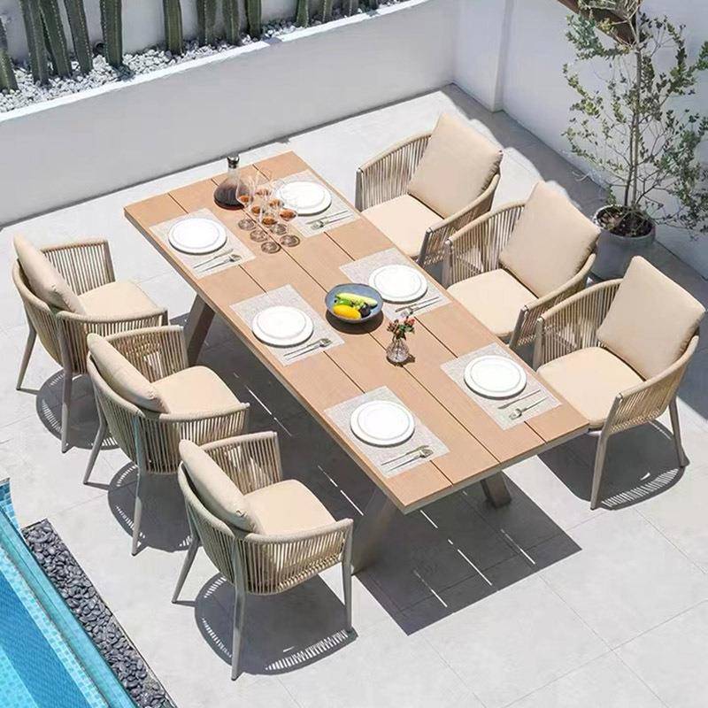 户外具桌椅-046别墅庭院露天休闲防水家高档编板花园酒店藤岩桌椅