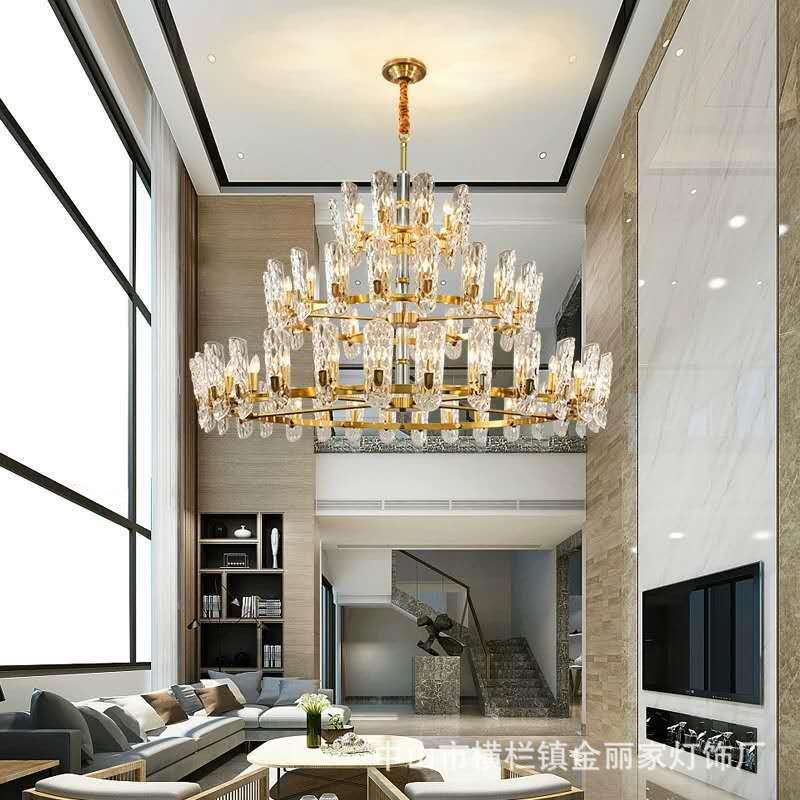 【奢式】别四墅大吊灯复楼酒店轻欧605式客厅三层层全铜水晶吊灯