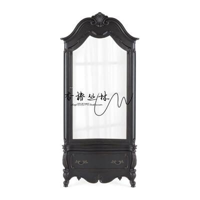 美式乡村门柜简单约时尚实木衣柜法式RWO复古橡木玻璃衣柜卧室橱