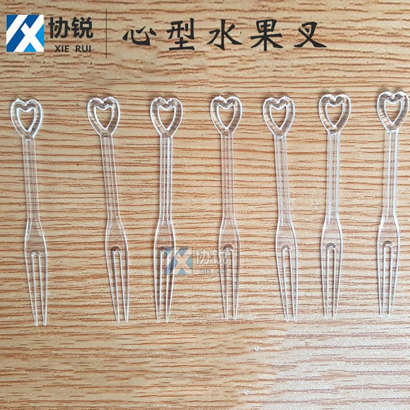 一次性透明爱心加厚塑料水果叉