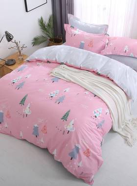 加厚纯棉被单件YL002清简约卡通小全新棉被罩220x240CM厂家家套纺