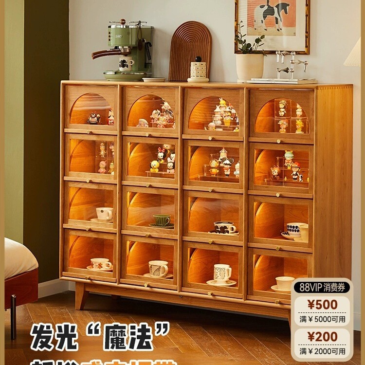 十六格柜实木复古展示柜子边樱桃木斗柜