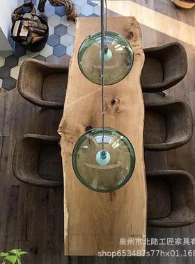 现代原木大板会议电桌复古CBI实木脑设计t师工桌作台lof工业风办