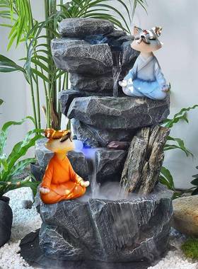 室内假山水摆件循台环景水系喷泉客厅阳流OIQ庭院山水观落地水池