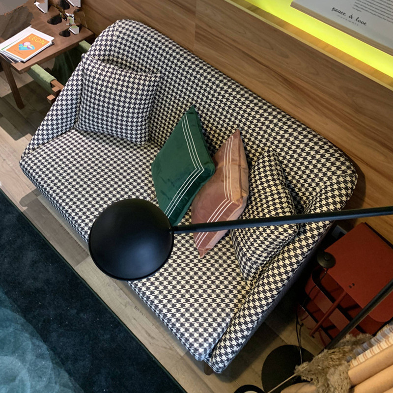 小户型千鸟格亚麻布艺沙发