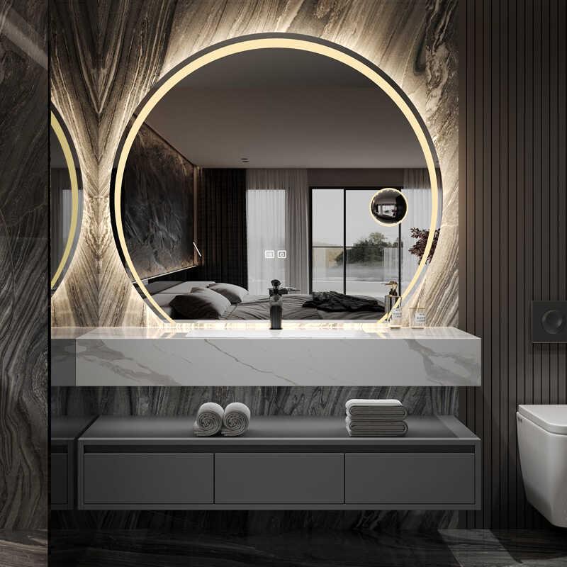 脸J&轻682奢岩板无缝漱陶瓷盆卫生间洗台洗手池小户型智能盆浴室