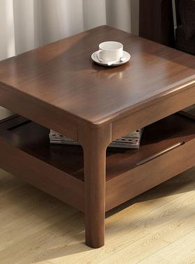 式纯实木小茶几简易CF35方桌客厅边几抽屉角带几日方正形矮桌原木