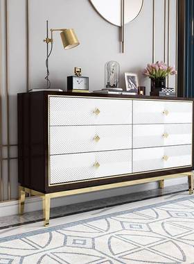 美式轻奢五柜卧室意式实木柜收48350纳客厅斗玄关柜简约代现抽屉