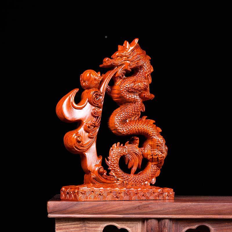 艺花梨木雕龙家摆件实木二生肖龙摆设居客厅办公室WS-86357装饰工