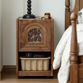 古黑复胡桃木超窄床头柜卧室小现代简约收易纳柜mx 899迷你床型边